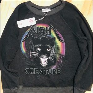 ISO WILDFOX NIGHT CREATURE SWEATER PULLOVER CREWNECK PANTHER BAGGY RAINBOW